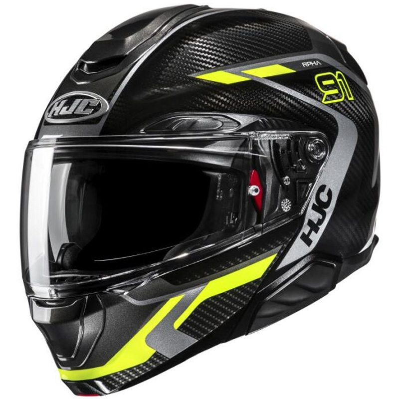 Sammenklappelig motorcykelhjelm HJC RPHA 91 CARBON Lagos MC3H sort-fluogul