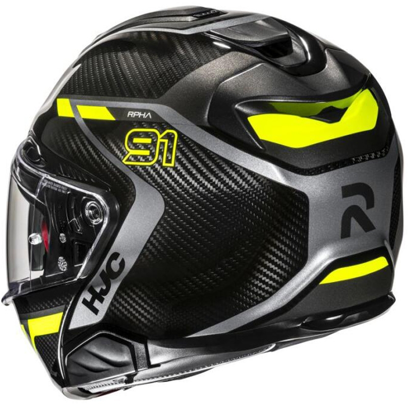 Sammenklappelig motorcykelhjelm HJC RPHA 91 CARBON Lagos MC3H sort-fluogul