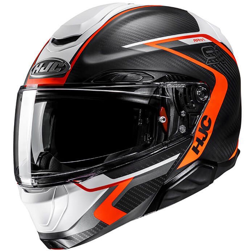 Sammenklappelig motorcykelhjelm HJC RPHA 91 CARBON Lagos MC6HSF sort-grå-orange