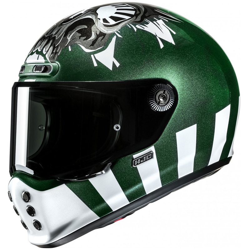 Integreret motorcykelhjelm HJC V10 Crania MC4 grøn og hvid