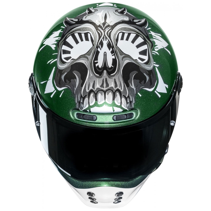 Integreret motorcykelhjelm HJC V10 Crania MC4 grøn og hvid