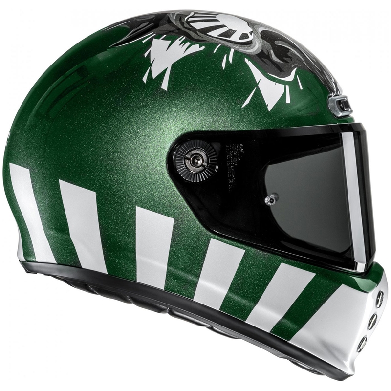 Integreret motorcykelhjelm HJC V10 Crania MC4 grøn og hvid