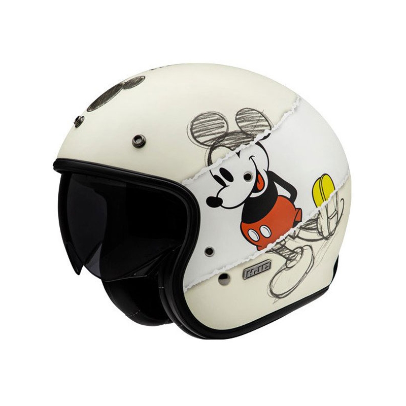 Åben motorcykelhjelm HJC V31 Disney Mickey Sketch MC1SF hvid-sort