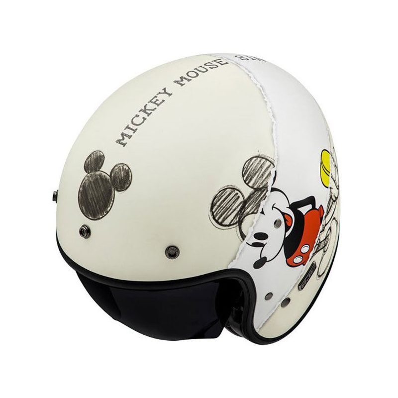 Åben motorcykelhjelm HJC V31 Disney Mickey Sketch MC1SF hvid-sort