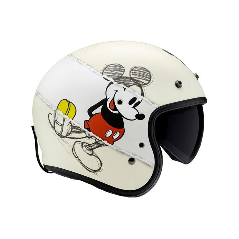 Åben motorcykelhjelm HJC V31 Disney Mickey Sketch MC1SF hvid-sort