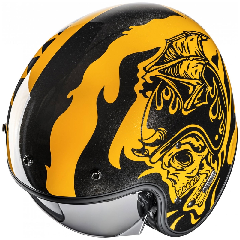 Åben motorcykelhjelm HJC V31 Flame MC3 gul-sort