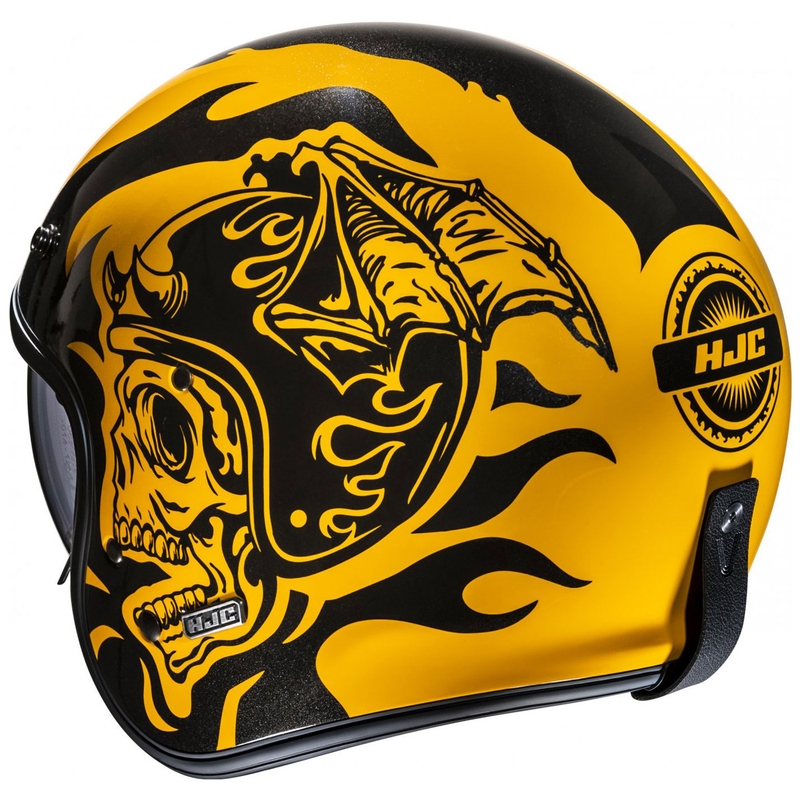 Åben motorcykelhjelm HJC V31 Flame MC3 gul-sort