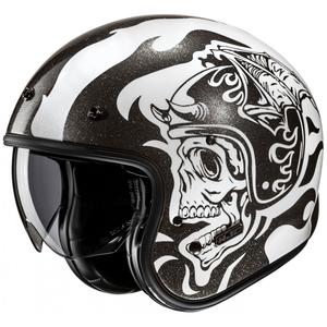 Åben motorcykelhjelm HJC V31 Flame MC5 sort og hvid