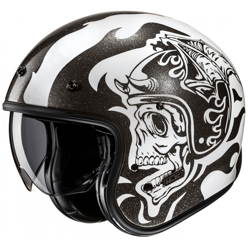 Åben motorcykelhjelm HJC V31 Flame MC5 sort og hvid