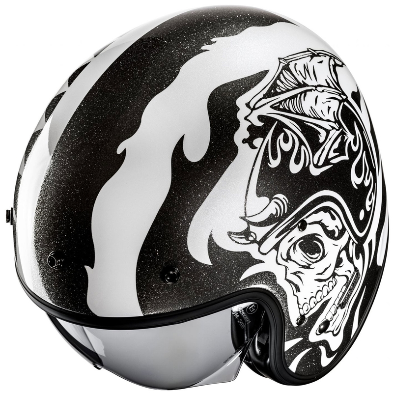 Åben motorcykelhjelm HJC V31 Flame MC5 sort og hvid