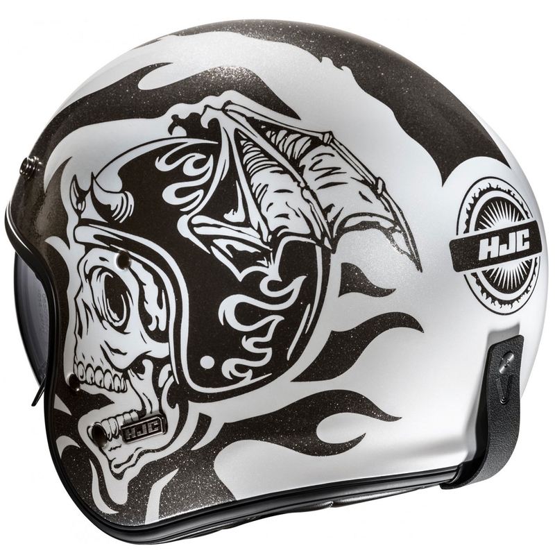 Åben motorcykelhjelm HJC V31 Flame MC5 sort og hvid