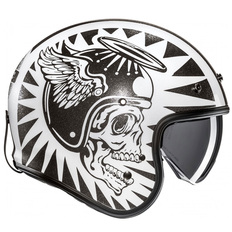 Åben motorcykelhjelm HJC V31 Flame MC5 sort og hvid
