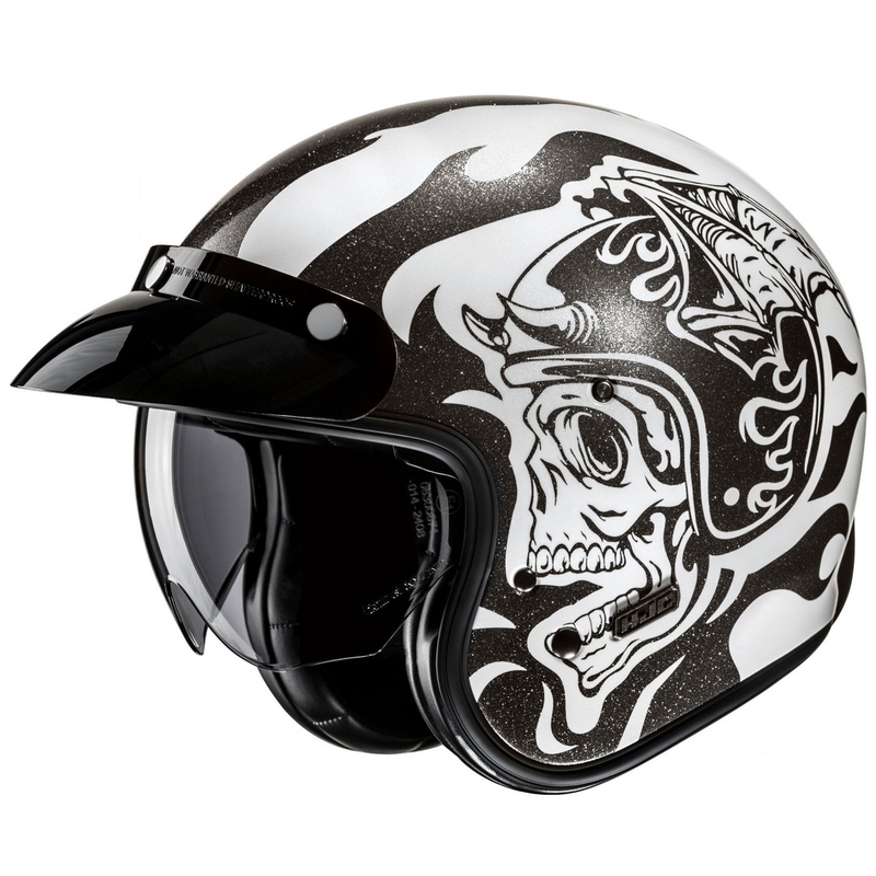 Åben motorcykelhjelm HJC V31 Flame MC5 sort og hvid