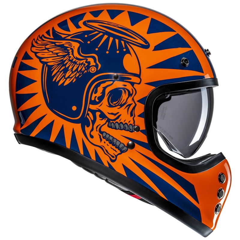 HJC V60 Flame MC27 integralhjelm orange-blå