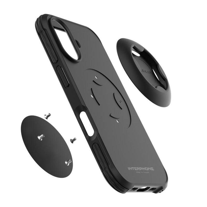 Beskyttelsescover Interphone QUIKLOX Tetraforce til Apple iPhone 16 sort