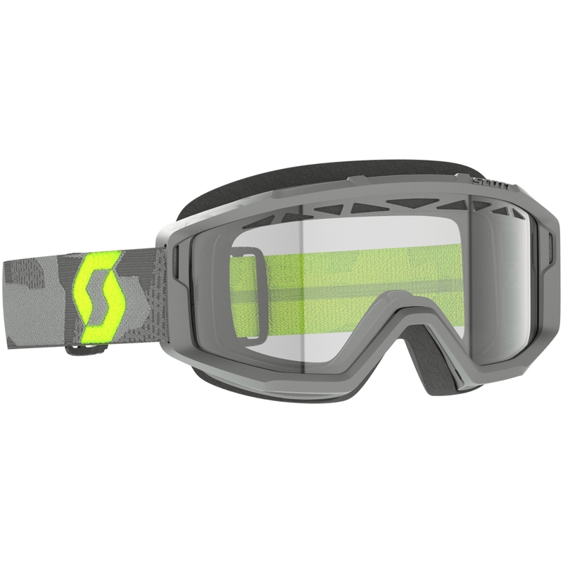 Motocrossbriller SCOTT Primal Enduro grå-fluogul med klart plexi
