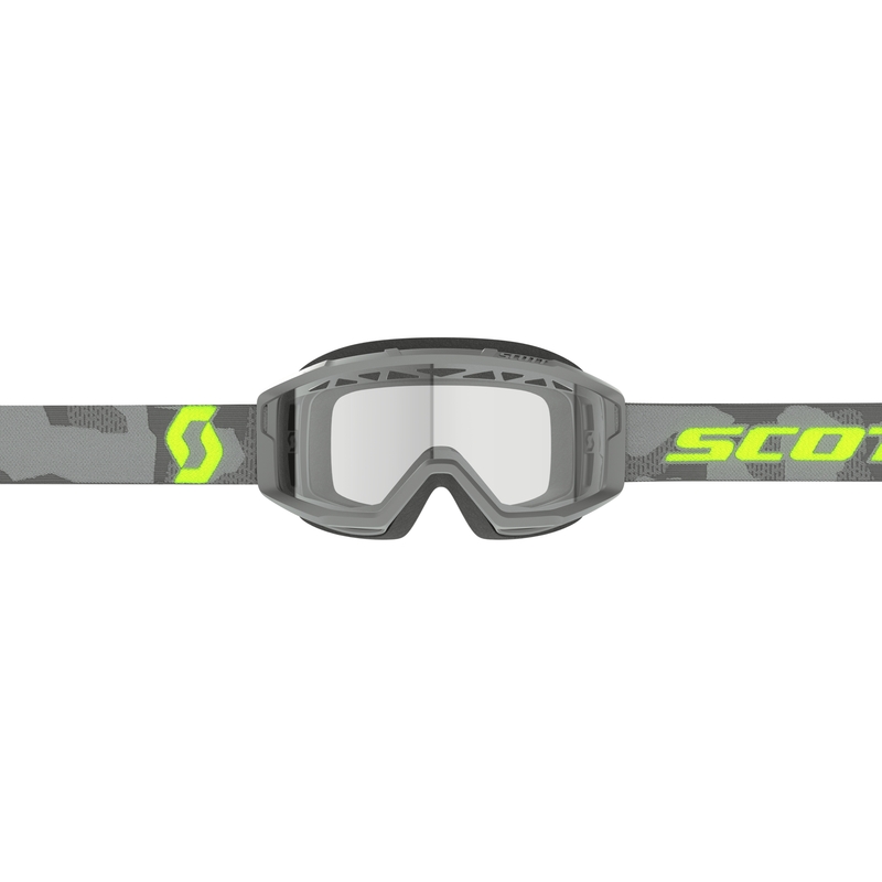 Motocrossbriller SCOTT Primal Enduro grå-fluogul med klart plexi