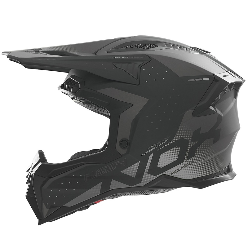 Motocrosshjelm NOX N634 mat sort-sølv
