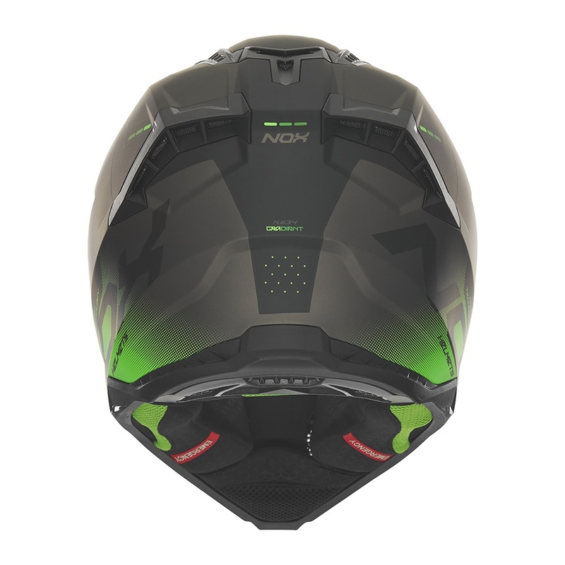 Motocrosshjelm NOX N634 mat sort-grøn