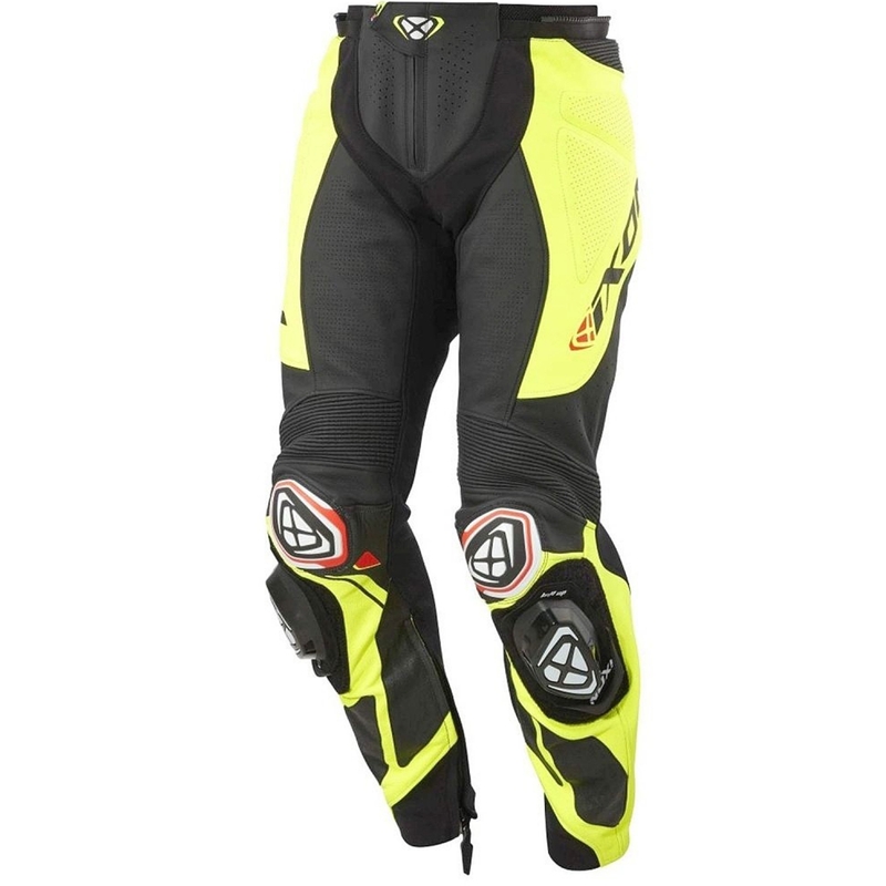 IXON Vortex 3 sort-fluogule motorcykelbukser i læder