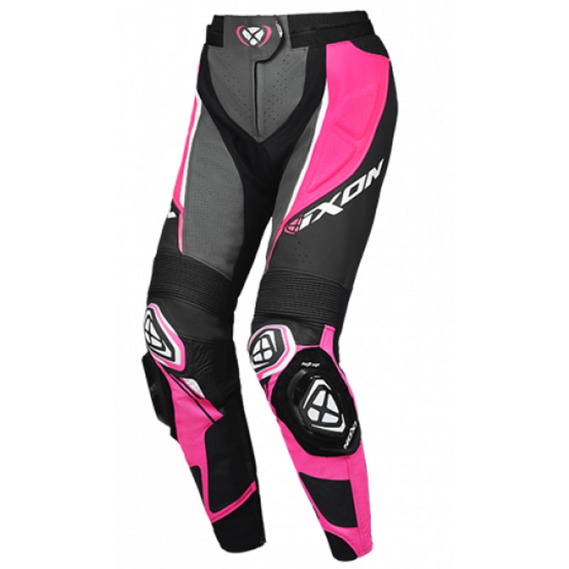 Motorcykelbukser i læder til kvinder IXON Vortex 3 sort-pink-hvid