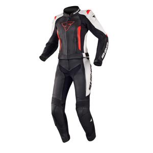 Shima Miura motorcykel-jumpsuit til kvinder, sort-hvid-fluerød udsalg