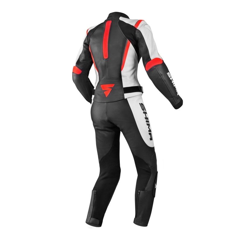 Shima Miura motorcykel-jumpsuit til kvinder, sort-hvid-fluerød udsalg