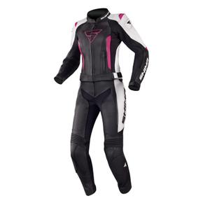 Shima Miura sort-hvid-fuchsia motorcykel-jumpsuit til kvinder udsalg