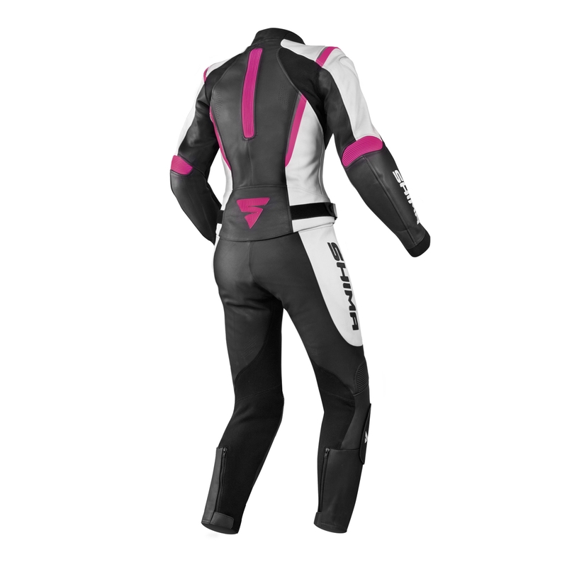Shima Miura sort-hvid-fuchsia motorcykel-jumpsuit til kvinder udsalg