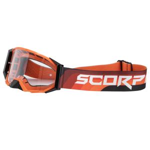 Motocrossbrille Scorpion E24 orange-sort med klar plexi
