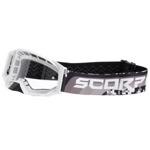 Motocrossbrille Scorpion E24 hvid-sort med klart plexi