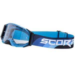 Motocrossbrille Scorpion E24 blåsort med klart plexi