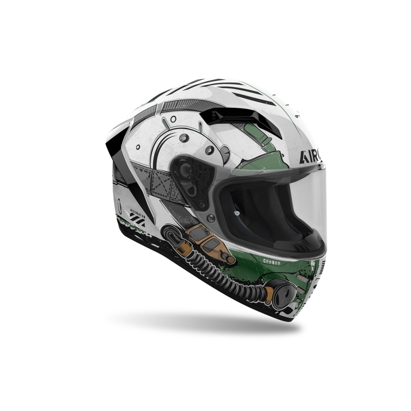 Integreret motorcykelhjelm Airoh CONNOR Alligator blank hvid-grøn