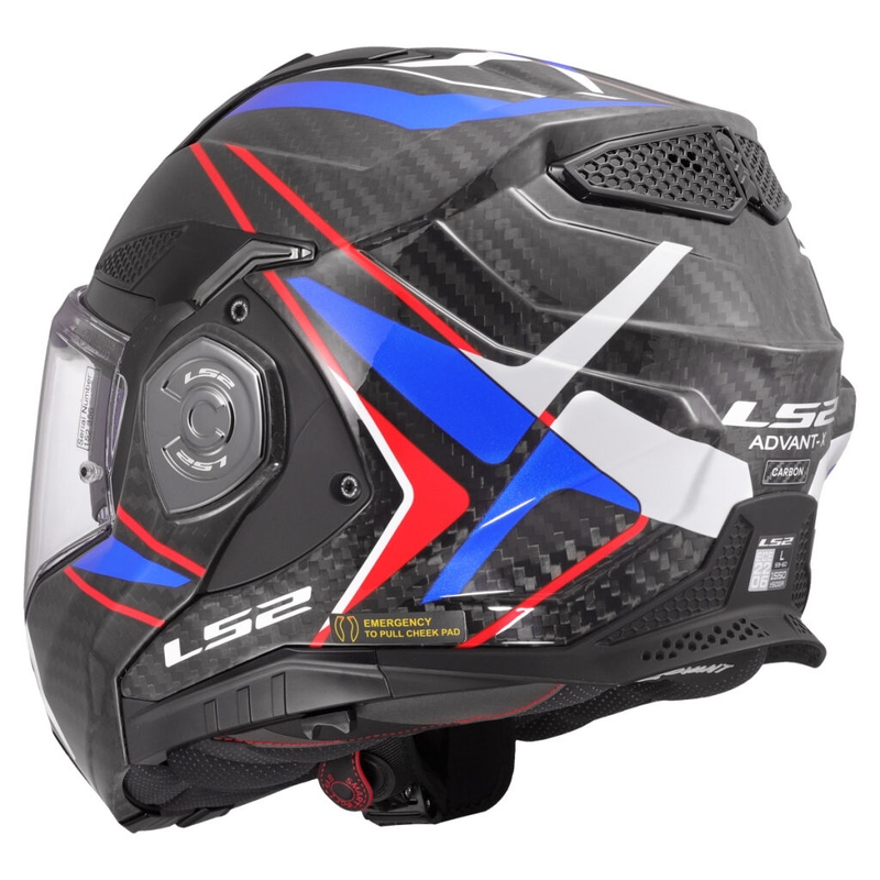 Flip-up motorcykelhjelm LS2 FF901 Advant X C Future II hvid-blå