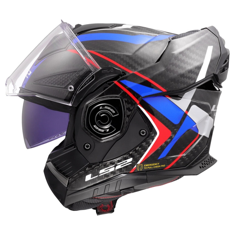 Flip-up motorcykelhjelm LS2 FF901 Advant X C Future II hvid-blå
