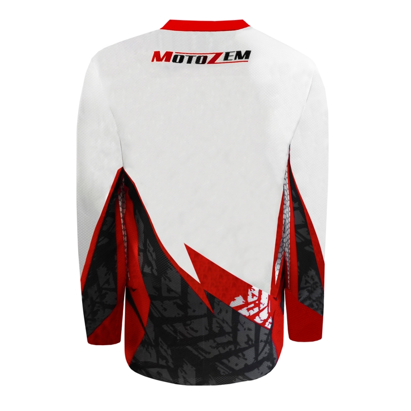Motocross trøje MotoZem Ground MX hvid-sort-rød