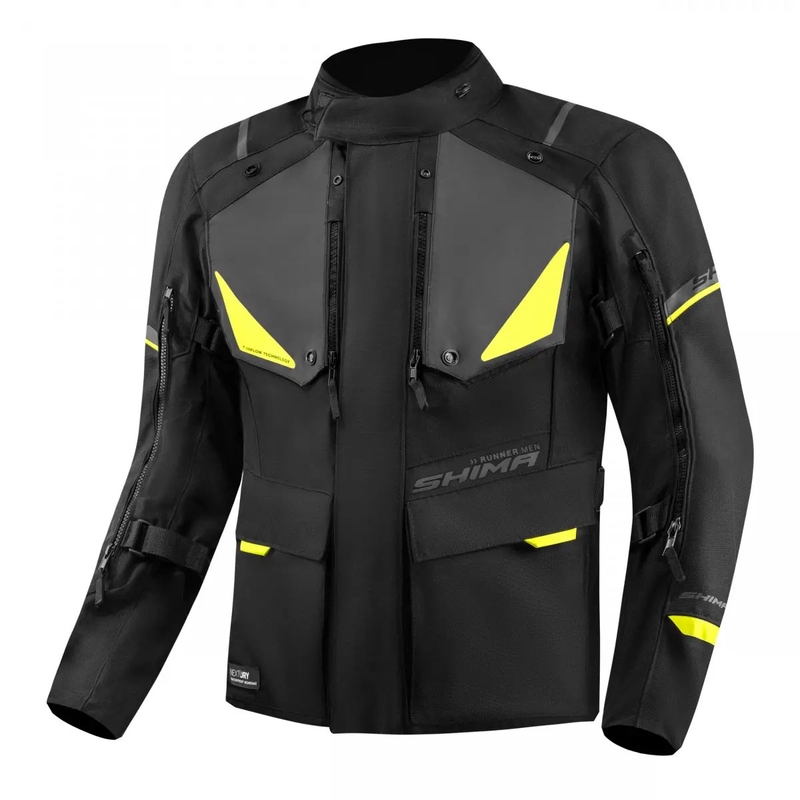Motorcykeljakke Shima Runner sort-fluogul