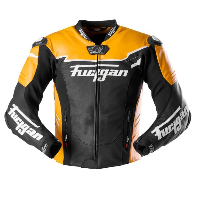 Furygan Signature 55 sort og gul motorcykeljakke i læder