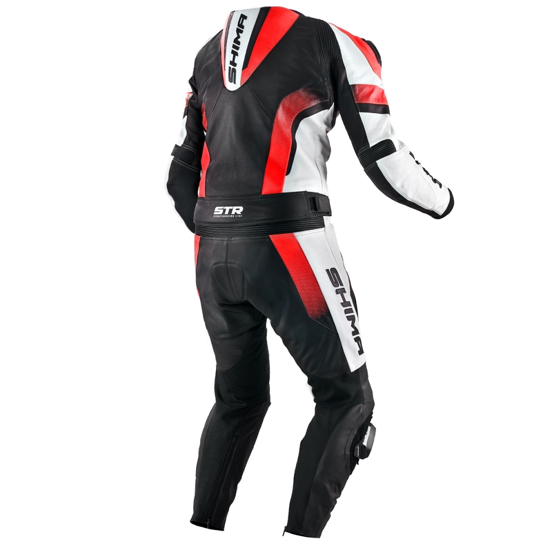 Shima STR sort-hvid-fluorrød motorcykeloverall udsalg