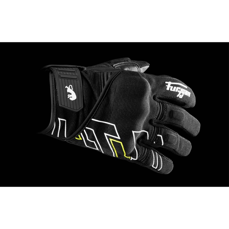 Motorcykelhandsker Furygan Jet Neon D3O sort-hvid-fluogul