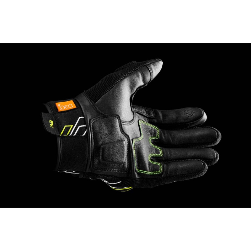 Motorcykelhandsker Furygan Jet Neon D3O sort-hvid-fluogul