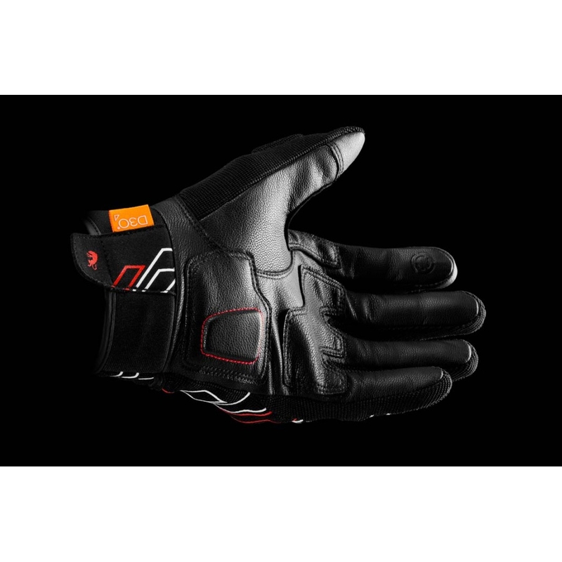 Motorcykelhandsker Furygan Jet Neon D3O sort-hvid-rød