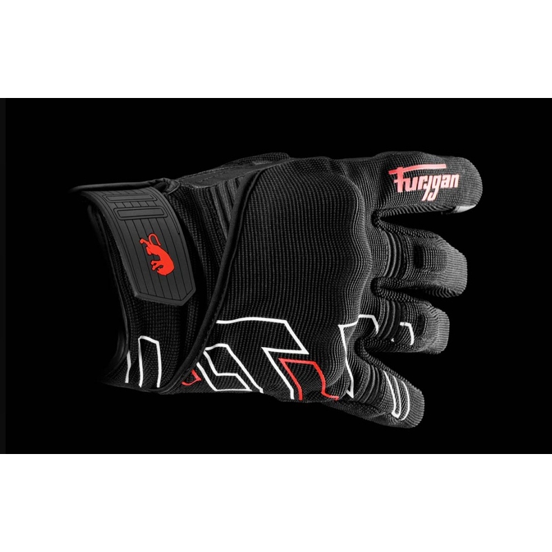 Motorcykelhandsker Furygan Jet Neon D3O sort-hvid-rød