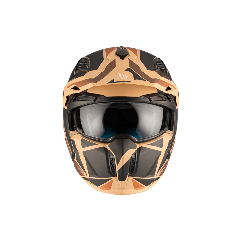 Åben hjelm med maske MT Streetfighter SV S P1R B9 sort-brun-beige