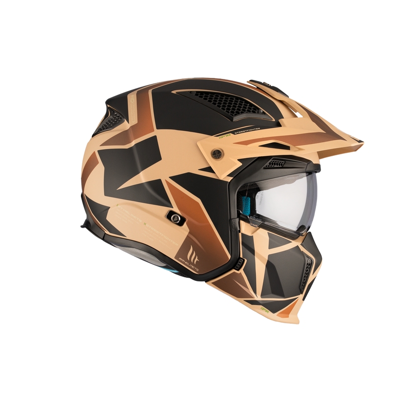 Åben hjelm med maske MT Streetfighter SV S P1R B9 sort-brun-beige