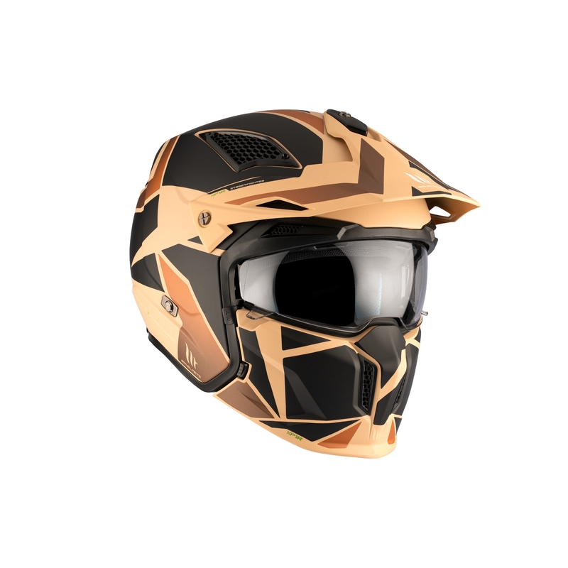 Åben hjelm med maske MT Streetfighter SV S P1R B9 sort-brun-beige