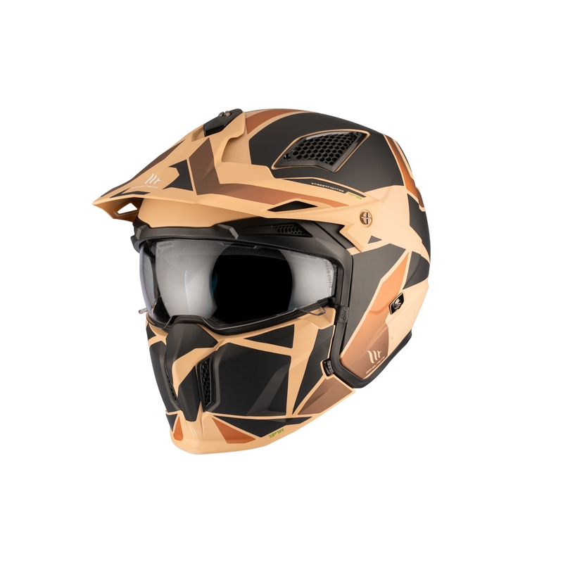 Åben hjelm med maske MT Streetfighter SV S P1R B9 sort-brun-beige
