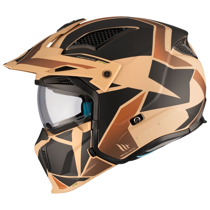 Åben hjelm med maske MT Streetfighter SV S P1R B9 sort-brun-beige