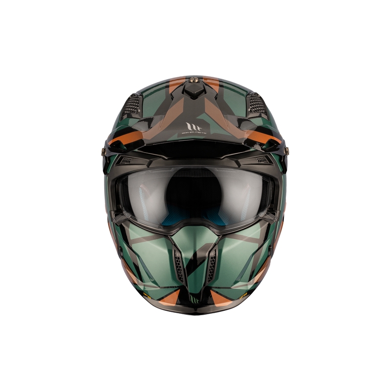 Åben hjelm med maske MT Streetfighter SV S P1R A9 sort-brun-grøn udsalg
