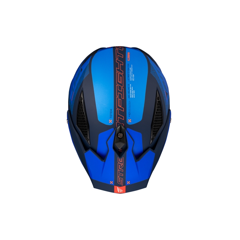 Åben hjelm med maske MT Streetfighter SV Totem C17 hvid-blå